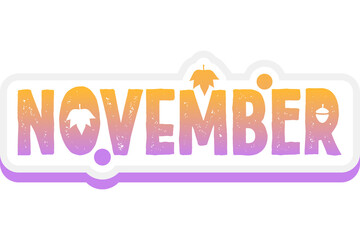 Hello November 3d. Hand written, vector illustration  