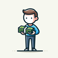 Vector image of a person holding a lot of money