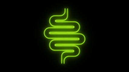 Neon Intestine human icon. Intestines line icon. Human anatomy concept.