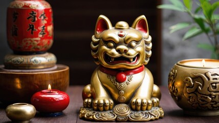 Fototapeta premium Feng Shui Items Fu Dog for Luck and Health. Balance the Flow of Energy