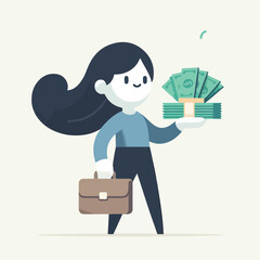 Vector image of a person holding a lot of money