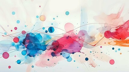 Fototapeta premium Delicate watercolor strokes, minimalist dot art