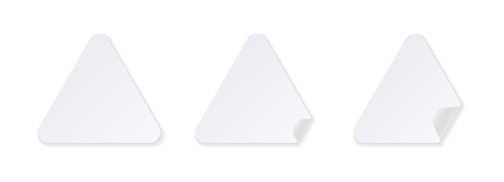 White triangle stickers with folded corner.