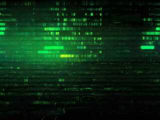 Obraz premium Abstract tech background. Retro green pixel glitch effect.