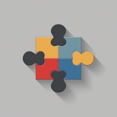 Unique Black Jigsaw Puzzle Piece with White Inset on a Grey Background - Reflecting Strategic Thought and Design - Generative AI