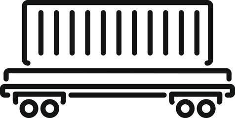 Simple line drawing of a cargo train wagon carrying an intermodal container