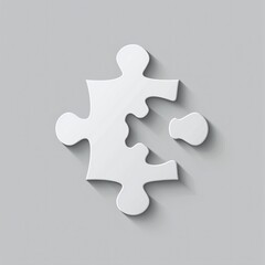 Fototapeta premium Single White Puzzle Piece Casts a Shadow on a Smooth Grey Surface - Generative AI