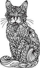 Fototapeta premium A hand drawing cute cat Illustration vector .