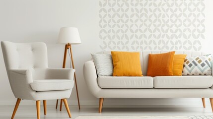 Retro-themed living room from the 1950s, complete with vintage furniture, classic decor, and nostalgic ambiance, highlighting the charm of the past