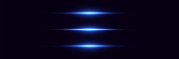 Set of glowing neon lines. The glare of a light beam.