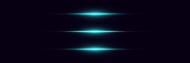 Set of glowing neon lines. The glare of a light beam.