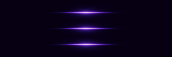 Set of glowing neon lines. The glare of a light beam.