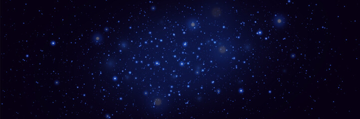 Realistic glow of the starry sky, Starry nights with bright sparkles. Magic dust particles.
