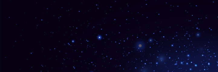 Realistic glow of the starry sky, Starry nights with bright sparkles. Magic dust particles.