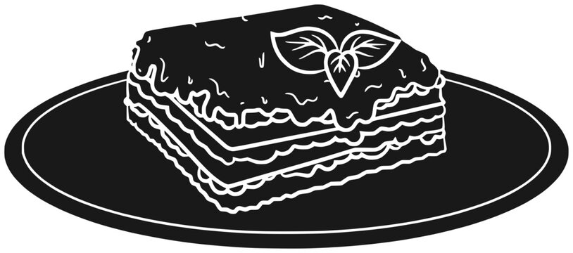 recommend clip art: italian illustration lasagna silhouette food logo dinner icon dish outline chicken pasta cuisine meat homemade meal cheese traditional lunch shape tomato sauce plate for vector graphic background