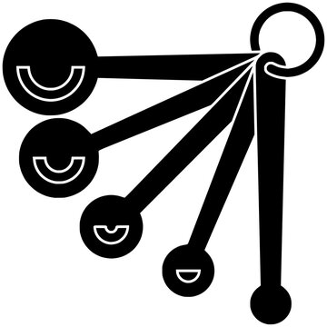 kitchen illustration cooking silhouette food logo cup icon spoon outline cook tool utensil measure object equipment teaspoon baking tablespoon shape measurement plastic measuring for vector graphic