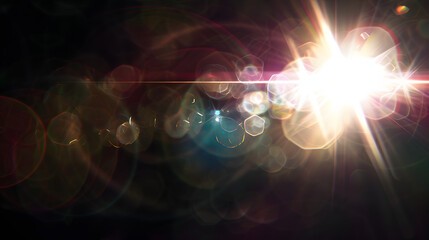 Fototapeta premium standard lens flare elements from a super 35 mm camera lens separated into elements and packed into a texture sheet with a black background