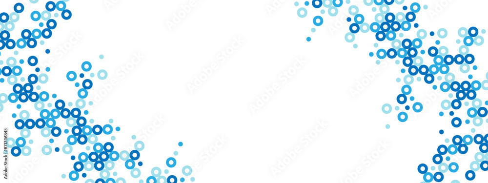 Poster blue abstract background of hollow dots. mosaic texture of random particles. chaotic ornament. linea
