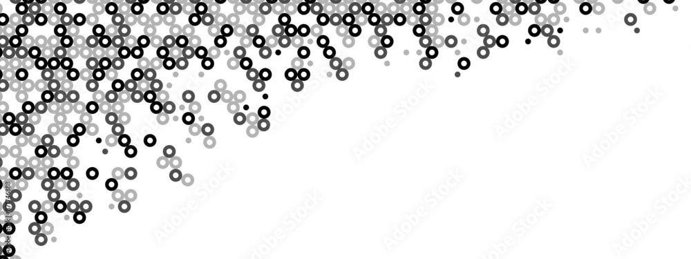 Poster halftone abstract background of hollow dots. mosaic texture of random particles. chaotic ornament. l
