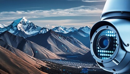 Modern surveillance camera High tech CCTV security camera on wall for indoor security and crime prevention