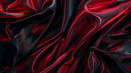 Obraz premium Black dark deep Blood-poisonous red mystically magical abstract background. Silk satin velvet fabric. Elegant luxury rich. Curtain drapery fold line wave flow. Romance, Valentine, Birthday, Christmas 