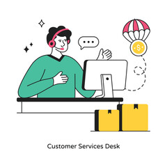 Customer Services Desk abstract concept vector in a flat style stock illustration