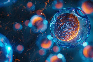 3d rendering of Human cell or Embryonic stem cell microscope background