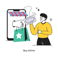 Buy Online abstract concept vector in a flat style stock illustration