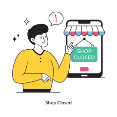 Shop Closed abstract concept vector in a flat style stock illustration