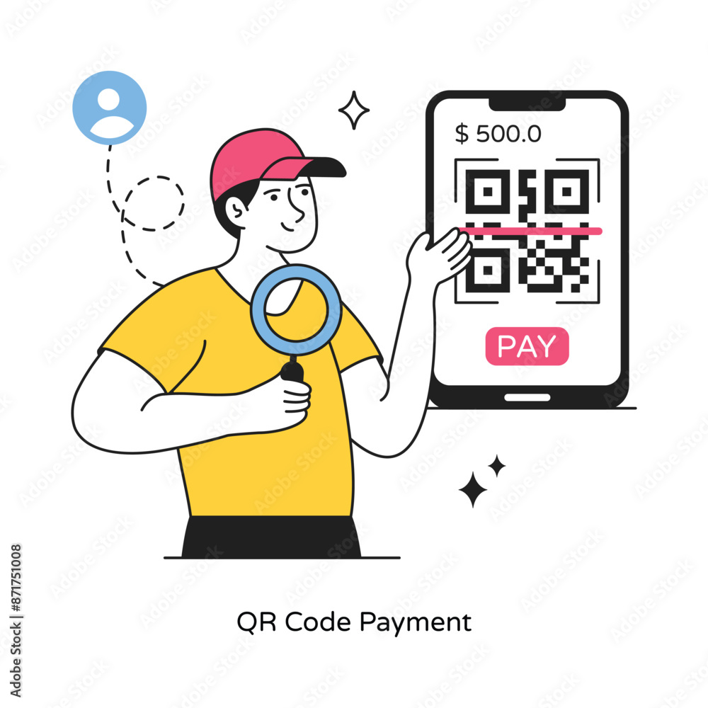 Poster qr code payment abstract concept vector in a flat style stock illustration