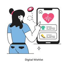 Digital Wishlist abstract concept vector in a flat style stock illustration