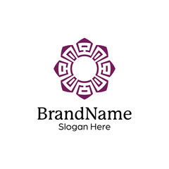 Abstract symmetric Mandala Pattern Logo Design Template
