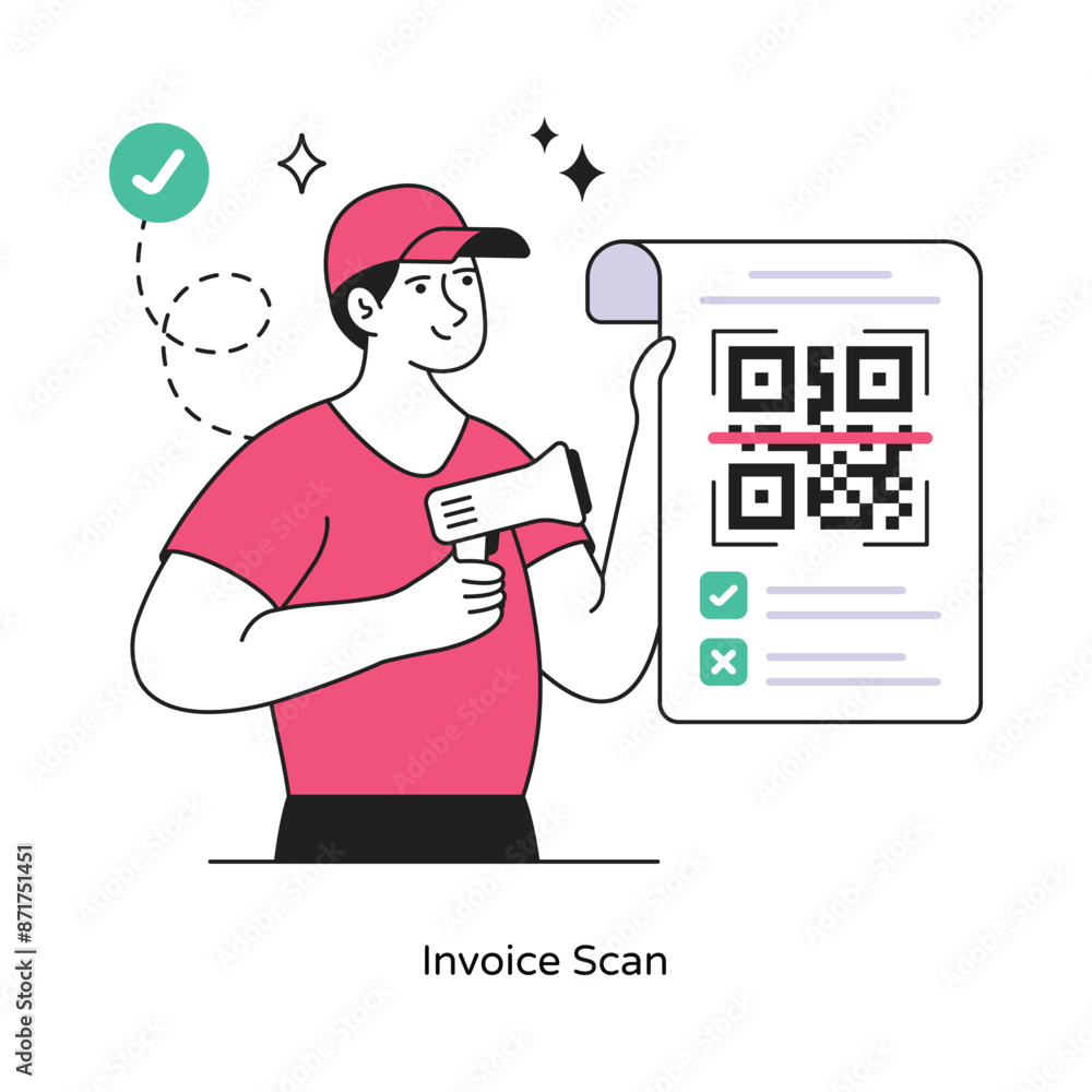 Poster invoice scan abstract concept vector in a flat style stock illustration