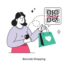 Barcode Shopping abstract concept vector in a flat style stock illustration