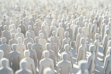 Obraz premium Group Of Stick People. Crowded 3D Rendering Of Large Figure Crowd
