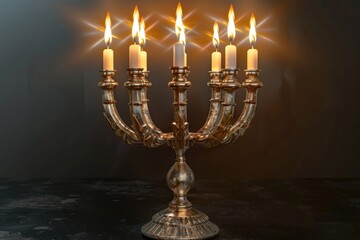 Fototapeta premium Menorah with Five Lit Candles