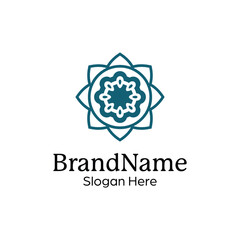Abstract symmetric Mandala Pattern Logo Design Template