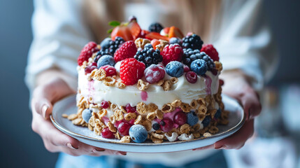 Cake with berries. 