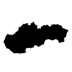 Hand drawn black map of Slovakia. Silhouette, Europe geography. Vector isolated on white background	