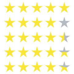 Customer experience vector icons with rating stars. Set of 4 and 5 rating stars. Icons for web and applications