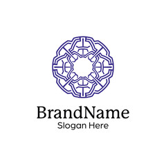 Abstract symmetric Mandala Pattern Logo Design Template