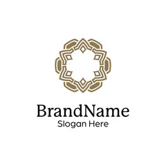 Abstract symmetric Mandala Pattern Logo Design Template