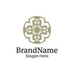 Abstract symmetric Mandala Pattern Logo Design Template