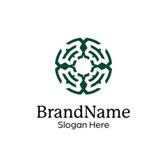Abstract symmetric Mandala Pattern Logo Design Template