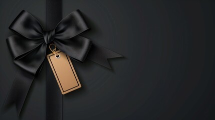 Black ribbon with tag