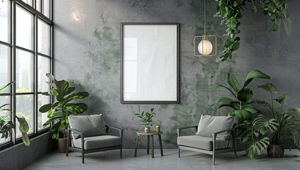 Modern Minimalist Living Room with Greenery