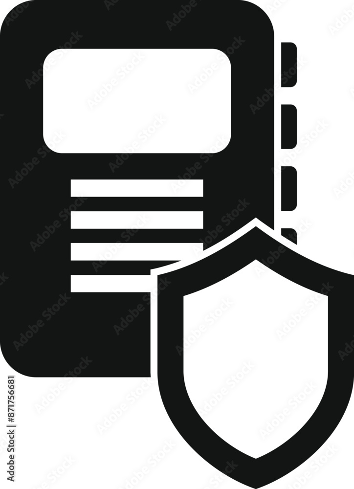 Poster simple glyph representation of a secure document, symbolizing data protection and privacy in the dig