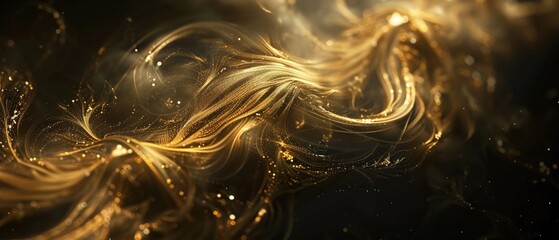Obraz premium Abstract golden swirls over a black base creating mystical allure for high-end product launches
