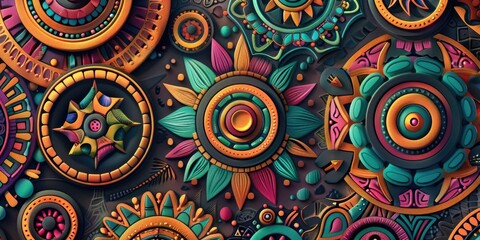 Colorful Pattern Wall Close Up