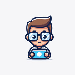 Vector image of a person carrying a tablet